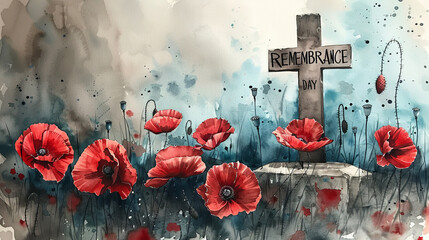 Remembrance Day - a beautiful and symbolic banner symbolizing the memory of the fallen. 1939-1945. 