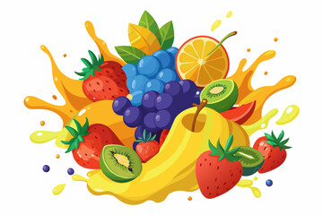 fruit-burst--splash-of-juice--sweet-tropical vector illustration