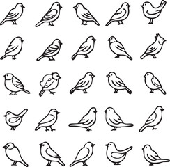 Birds icon black and white background 
