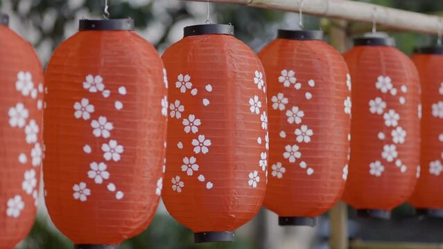 Japanese lanterns decorated in food festival.