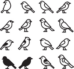 Birds icon black and white background 