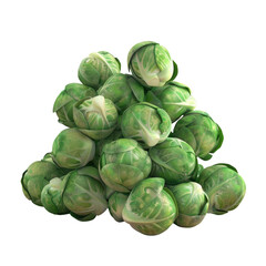 Fototapeta premium A pile of brussels sprouts on a transparent background