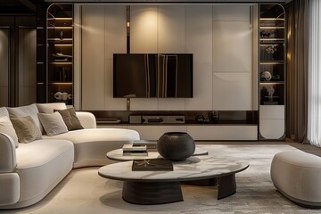 Free photo modern apartment with comfortable sofa and Illustration of the living room interior