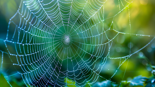 spider web with dew , generative ai