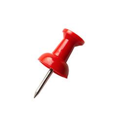 Red push pin isolated on transparent background.