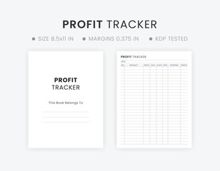 Business Profit Tracker Printable | Digital Small Business Planner Profit Log Template