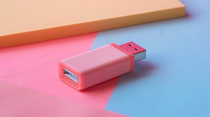 Vibrant Portable USB Storage Device Against Colorful Backdrop