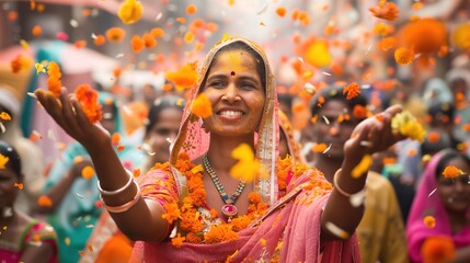 Obraz premium Indians celebrating gudi padwa street festival