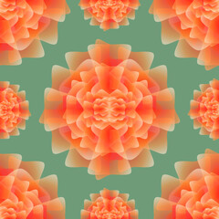 seamless pattern with flowers, abstract vector design, summer pattern in orange red and green, abstract summer flowers abstract graphic ornament, ideal for fashion, textiles and paper design
