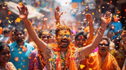Indians celebrating gudi padwa street festival