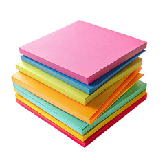 Stack of Colorful sticky notes isolated on transparent background.