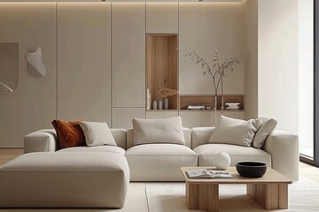 Free photo modern apartment with comfortable sofa and Illustration of the living room interior