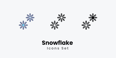 Snowflake  Icons set thin line and glyph vector icon illustration