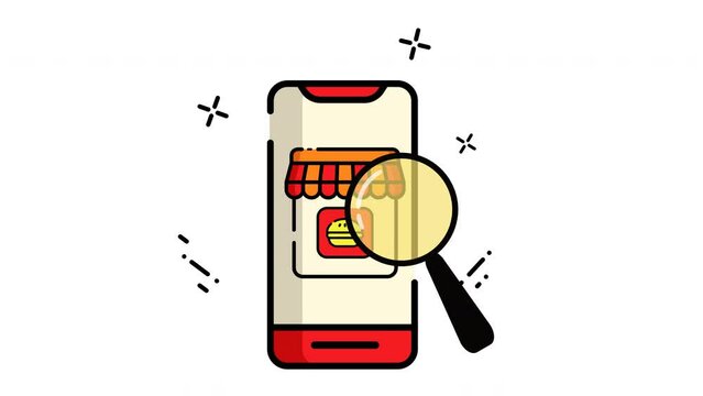 animation and motion icon phone with magnifying glass, ideal for technology or searchrelated designs, illustrating concept of online searching or investigation, suitable for web design.