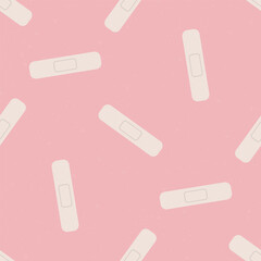 White vector band-aid repeating in seamless pattern on pink background
