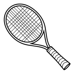 Sleek tennis racket icon. Dynamic outline vector illustration.