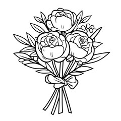 Vector outline icon of a rose bouquet, ideal for floral designs.