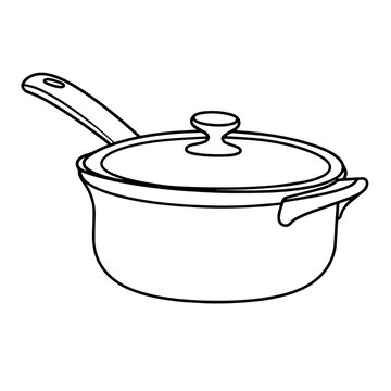 Vector outline icon depicting a pan, ideal for various culinary designs.