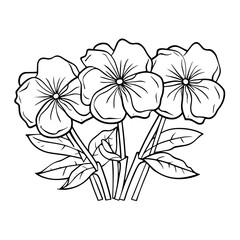 Vector outline icon of three flowers, ideal for floral designs.