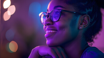 A young black woman wearing glasses