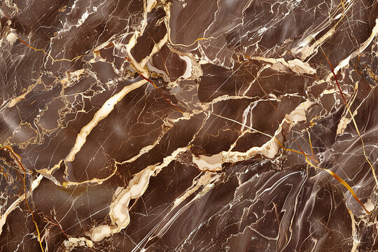 A seamless canvas of chocolate brown marble, with veins of cream and gold weaving through. 32k, full ultra HD, high resolution
