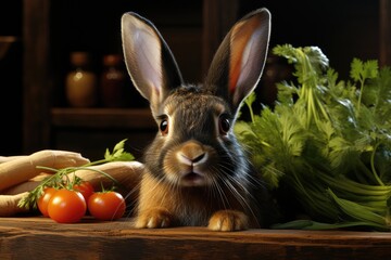 rabbit on wooden background