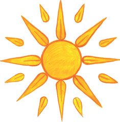 The sun. Watercolor illustration. A hand-drawn drawing. Clipart. On a white background