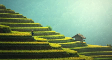 Badezimmer Foto Rückwand Mu Cang Chai Rice Fields Terraced Mu Cang Chai Yenbai Vietnam 2