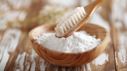 Baking soda used to brighten teeth and remove plague from gums - obrazy, fototapety, plakaty