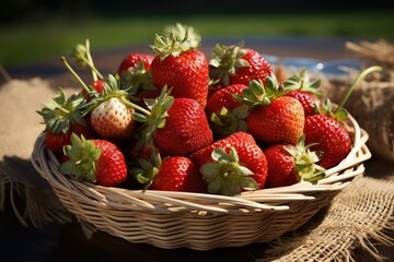 ripened red strawberries grown in the garden