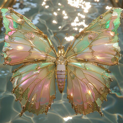 Gold jewelry in the shape of a butterfly decoration style - 778848082
