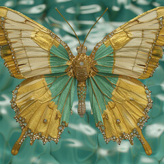 Gold jewelry in the shape of a butterfly decoration style - 778848097