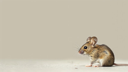 Close-up of a small, cute mouse on a clean green background.