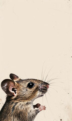 A mouse explores, set against a warm, rustic paper backdrop.