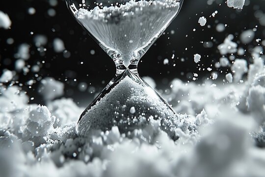 Hourglass with sands of time reversed grains floating upwards
