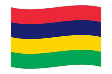 Waving flag of the country Mauritius. Vector illustration.