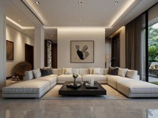 Modern Living Room Interior with Comfortable Sofa and Stylish Decor