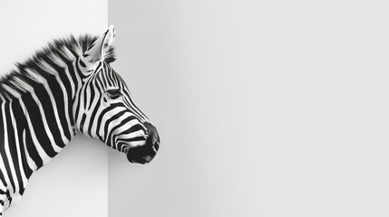 Artistic black and white zebra illustration against white background.