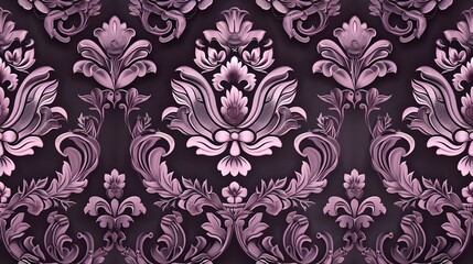 Fototapeta premium Luxury Purple Pattern Wallpaper Design: Lavish Sophistication, Hand Edited Generative AI