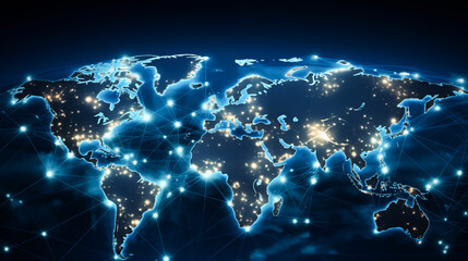 Naklejka premium Global network connection Internet, social media, travel, global networking pattern for communication or logistical concepts 