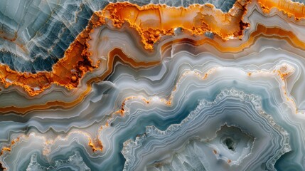 Macro photography capturing the detailed layers and colors of an agate stone slice - obrazy, fototapety, plakaty