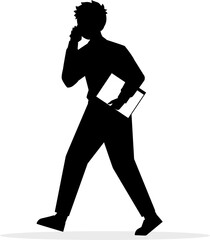 Employee working in office interior workplace flat vector illustration, under pressure, working deadline, problem solving, business theme