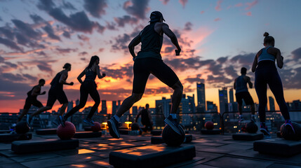 Functional training session on a rooftop