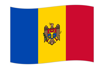 Waving flag of the country Moldova. Vector illustration.