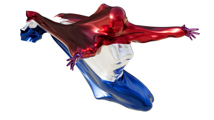 Abstract Form Shrouded in the Dynamic Red, White, and Blue of the Dutch Flag