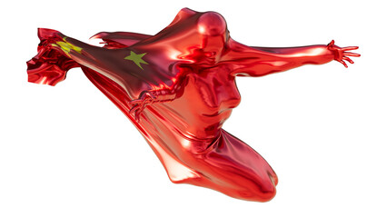 Abstract Form Clad in the Bold Red and Gold Stars of the Chinese Flag