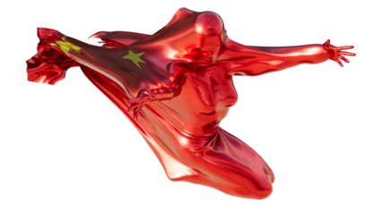 Abstract Form Clad in the Bold Red and Gold Stars of the Chinese Flag