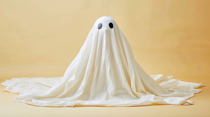 Person covered with white sheet 