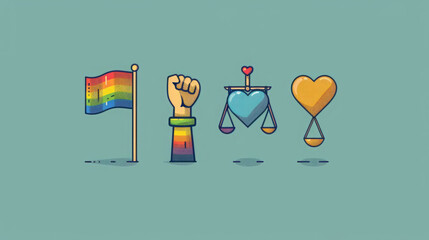 Illustration. Stylish icons, stickers. LGBT+ - obrazy, fototapety, plakaty