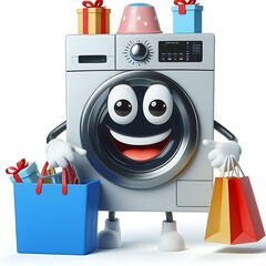washing machine mascot cartoon - obrazy, fototapety, plakaty